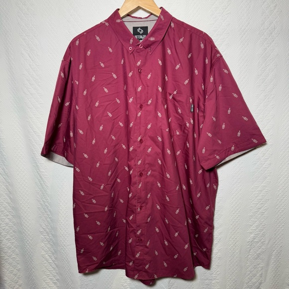 NEW Pattern OPS Angels Envy Short Sleeve Button Up Shirt Ruby Red Men’s 3XL - Picture 2 of 6
